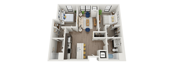 2 bedroom 2 bathroom floor plan Cat The Landing at 1001 NP, Fargo, North Dakota 58102