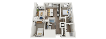 2 bedroom 2 bathroom floor plan Eat The Landing at 1001 NP, Fargo, ND, 58102