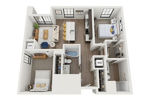 2 bedroom 2 bathroom floor plan Eat The Landing at 1001 NP, Fargo, ND, 58102