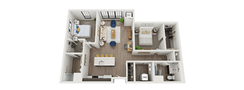 2 bedroom 2 bathroom floor plan Fat The Landing at 1001 NP, Fargo, ND 58102
