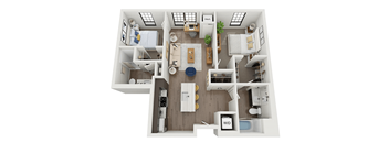 2 Bedroom Floor Plan at The Landing at 1001 NP, Fargo, North Dakota 58102