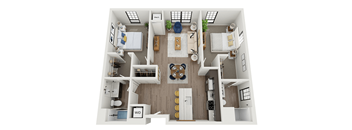 2 bedroom 2 bathroom floor plan H at The Landing at 1001 NP, Fargo, North Dakota 58102