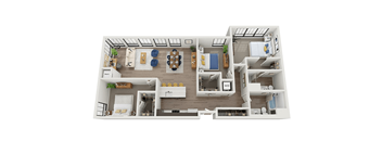 3 bedroom 2 bathroom floor plan Aat The Landing at 1001 NP, Fargo, ND 58102