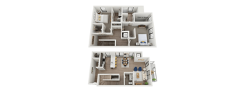 3 bedroom 2 bathroom floor plan at The Landing at 1001 NP, Fargo, ND  58102
