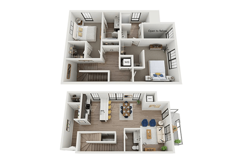 3 bedroom 2 bathroom floor plan at The Landing at 1001 NP, Fargo, ND  58102