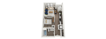 Studio 1 bathroom floor plan Cat The Landing at 1001 NP, Fargo, ND 58102