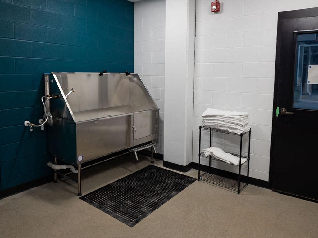 a bathroom with a sink and a towel rack at The Landing at 1001 NP, Fargo, North Dakota 58102