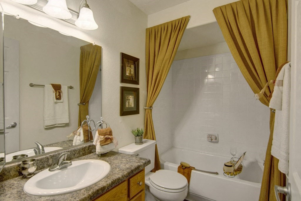 a bathroom with a sink toilet and bathtub