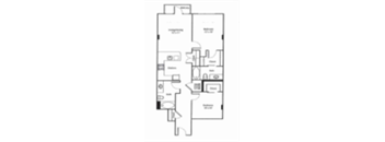 A black and white image of a floor plan of an apartment.