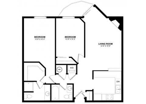 Admirals Cove Apartments - Two Bedroom Floorplan