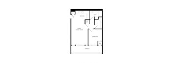 a floor plan of a house with a bedroom and a living room