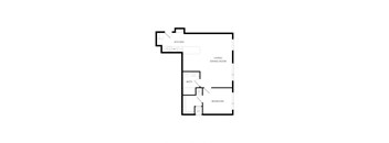 a floor plan of a house with a bedroom and a living room