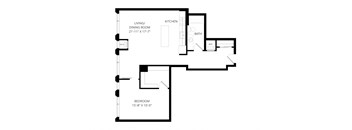 a floor plan of a house with a bedroom and a living room