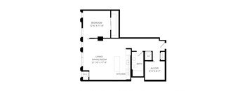 a floor plan of a house with a bedroom and a living room