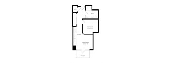 a floor plan of a house with an open floor plan with a bedroom and a