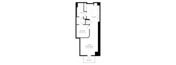 a floor plan of a small house with a bedroom and a living room