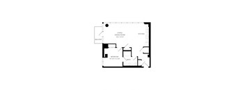 a floor plan of a house with a bedroom and a living room
