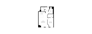 a floor plan of a home with a bedroom and a living room