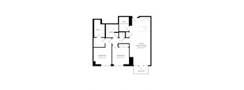 a floor plan of a house with three bedrooms and two baths