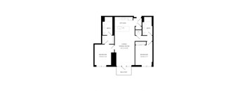a floor plan of a house with a bedroom and a living room