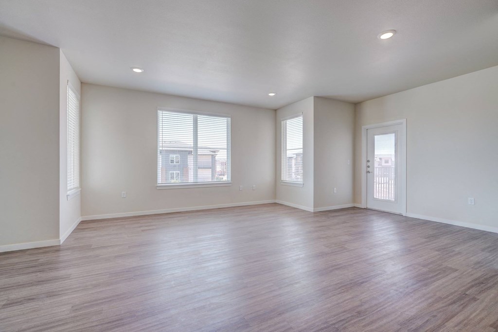 living room with large windows