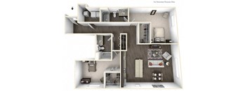ANGORA 2 Bedroom 2 Bath 3D Floor Plan  at Stitchweld, MILWAUKEE, WI