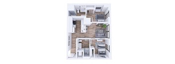 a floor plan of a 1 bedroom apartment