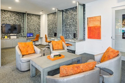 a living room with couches and a table