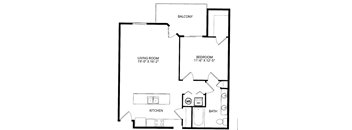a floor plan of a house with a kitchen and a living room