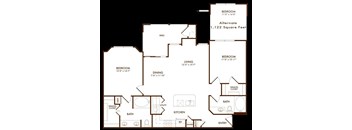 A floor plan of a house with a total area of 1,122 square feet.