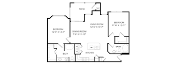 A black and white image of a house floor plan.
