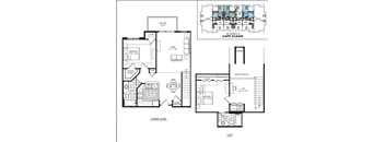 A detailed black and white floor plan of an apartment layout.