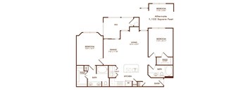 A floor plan of a house with a total area of 1,122 square feet.