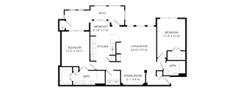 A black and white image of a house floor plan.