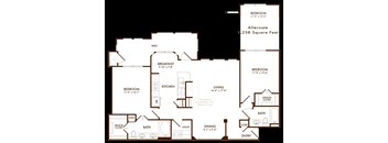 A floor plan of a house with a total area of 1,238 square feet.