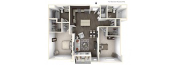 BEVEL 2 Bedroom 2 Bath 3D Floor Plan at Stitchweld, MILWAUKEE, WI, 53207