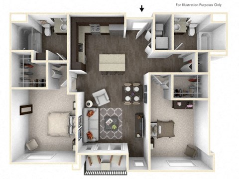BEVEL 2 Bedroom 2 Bath 3D Floor Plan at Stitchweld, MILWAUKEE, WI, 53207