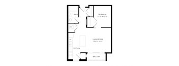 a floor plan of a bedroom floor plan with an open
