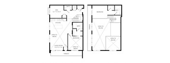 two floor plan of a house with two different floors with different bedrooms and a garage