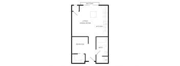 a floor plan of a 1 bedroom floor plan
