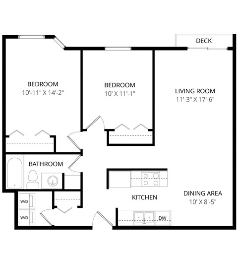 a floor plan of a house with a bedroom and a living room