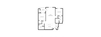 a floor plan of a house with an open floor plan with bedrooms and a kitchen