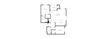 a floor plan of a house with an open floor plan with a bedroom and a