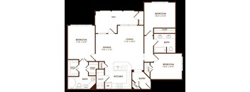 A floor plan of a house with labeled rooms and dimensions.