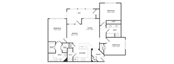 A black and white image of a house floor plan.