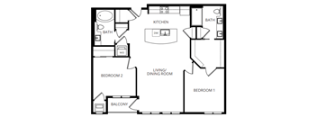 A black and white image of a floor plan for a home with labeled rooms.