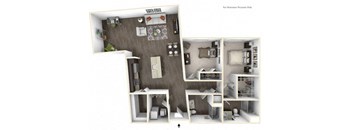 CADENCE 2 Bedroom 2 Bath 3D Floor Plan at Stitchweld, MILWAUKEE