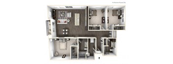 DARNING 3 Bedroom 2 Bath 3D Floor Plan at Stitchweld, MILWAUKEE, Wisconsin