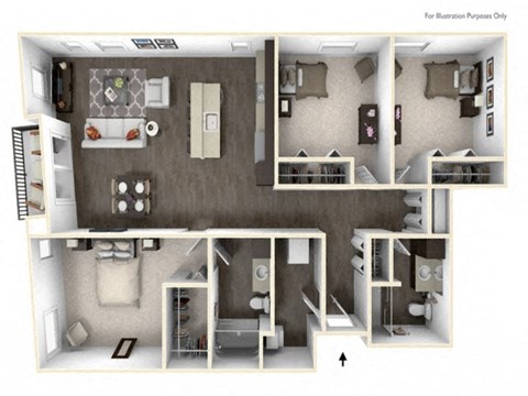 DARNING 3 Bedroom 2 Bath 3D Floor Plan at Stitchweld, MILWAUKEE, Wisconsin