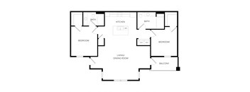 a floor plan of a living room and a kitchen
